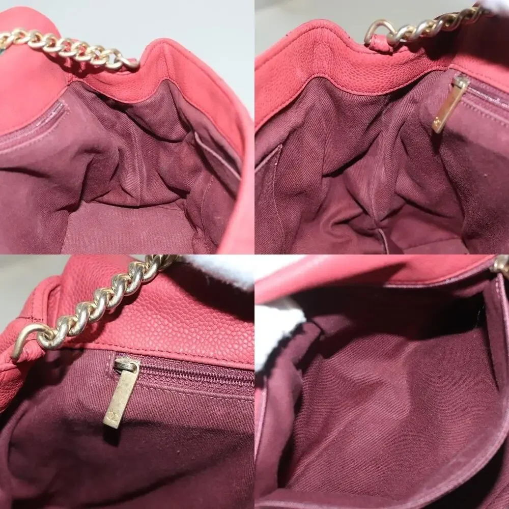 Chanel Matelasse Chain Shoulder Bag Caviar Skin Red